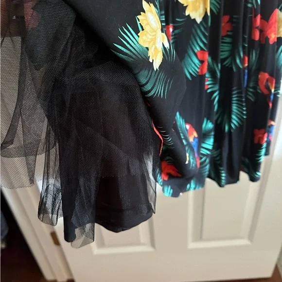 TORRID Retro Chic Black Dress with Vibrant Floral Accents and Crinoline - Picture 4 of 5